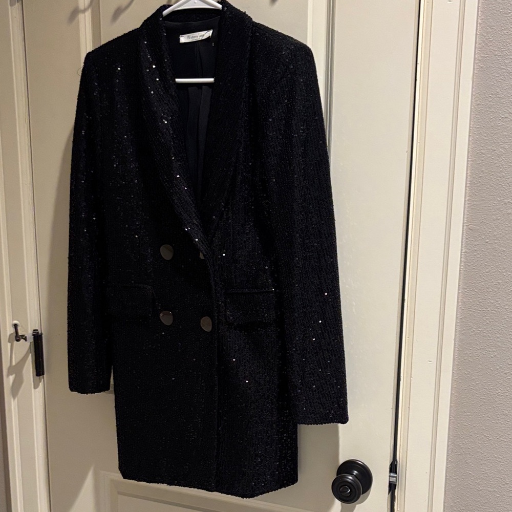 Elegant (S) Black Sequin Women's Blazer
